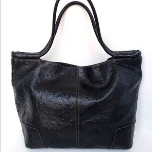 ROBERTA GANDOLFI Black Ostrich Genuine Leather